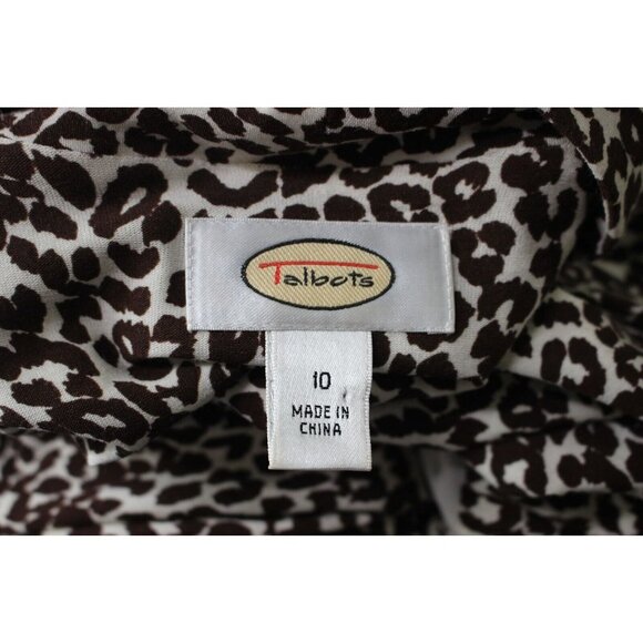 Vintage Y2K Talbots Leopard Print Stretch Jersey Tie Bodice Sheath Dress Size 10 - Picture 5 of 6